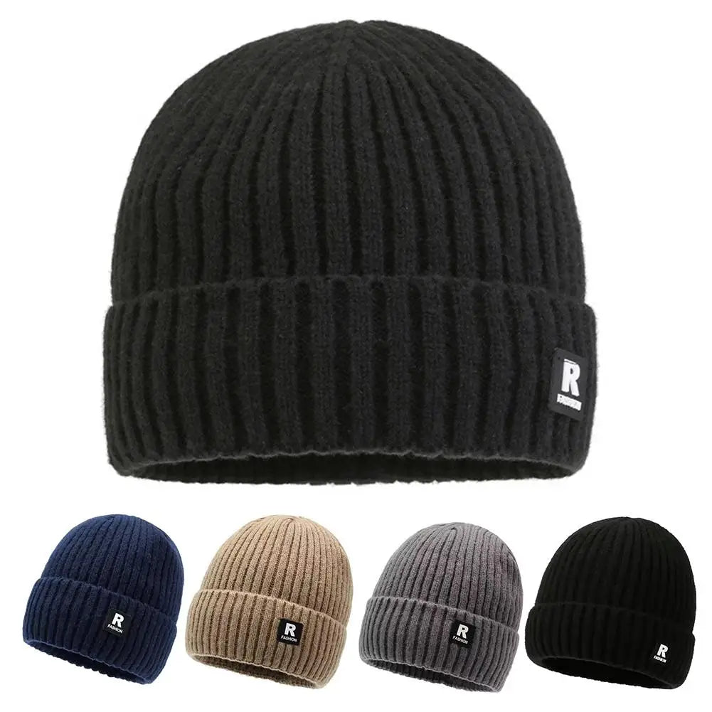 Winter Thick Beanie Hat Fleece Lined Men Women Solid Knitted Wool Qme