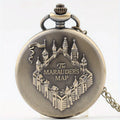 Vintage Castle Embossed Marauder Map Pocket Watch with Bronze Chain - A Timeless Accessory! Qme Bronze