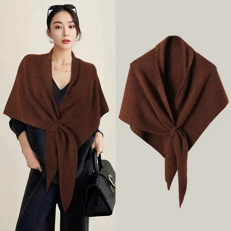 Winter Women Shawl Wraps Cardigan Cape Wool Blend Triangle Scarf Qme