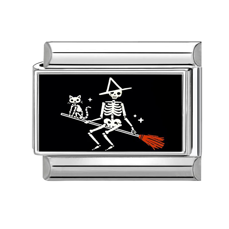 2026 Women Men Colored Star Ghost Cats Halloween Charms Italian Links Fit 9mm Bracelet Stainless Steel DIY Making Jewelry Gift Qme S 12