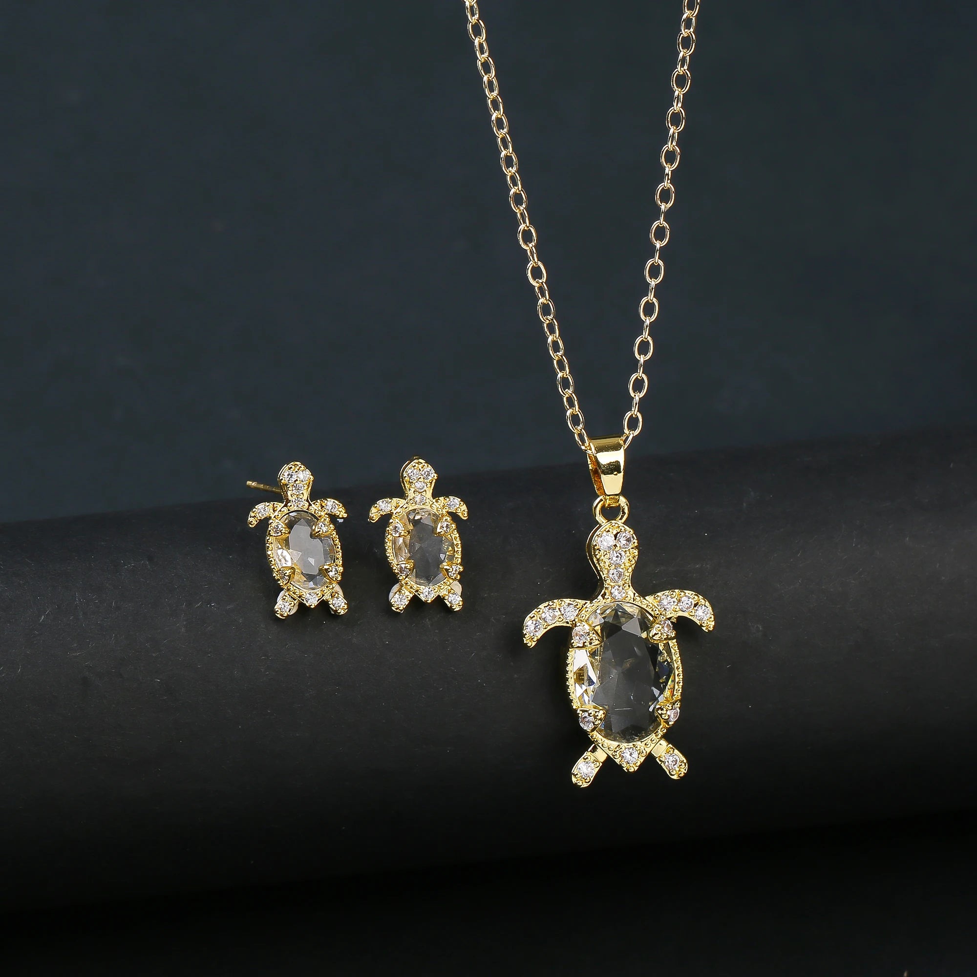 Hot Sale Luxury Cute Sea Turtle Jewelry Set Earrings Necklace Fashion for Women Animal Crystal Collection Jewelry Wedding Gifts Qme Jewelry Set 5