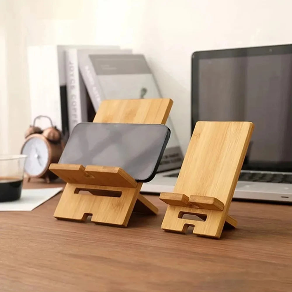 Multi-functional Tablet Stand Lazy Phone Bracket Desktop Bamboo Phone Holder Practical Wooden Smartphone Charging Stand Creative Qme