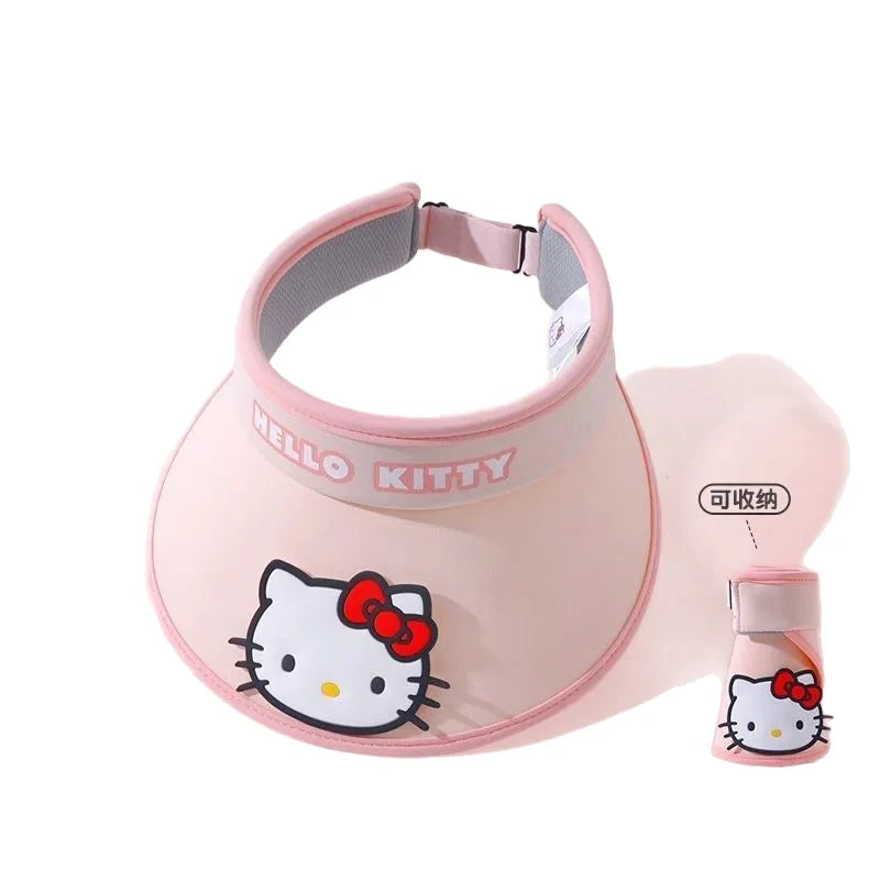 Hello Kitty Kuromi Sun Protection Hat New Spring/Summer Sun Hat Student Sun Hat Open-Top Wide-Brim Hat Qme