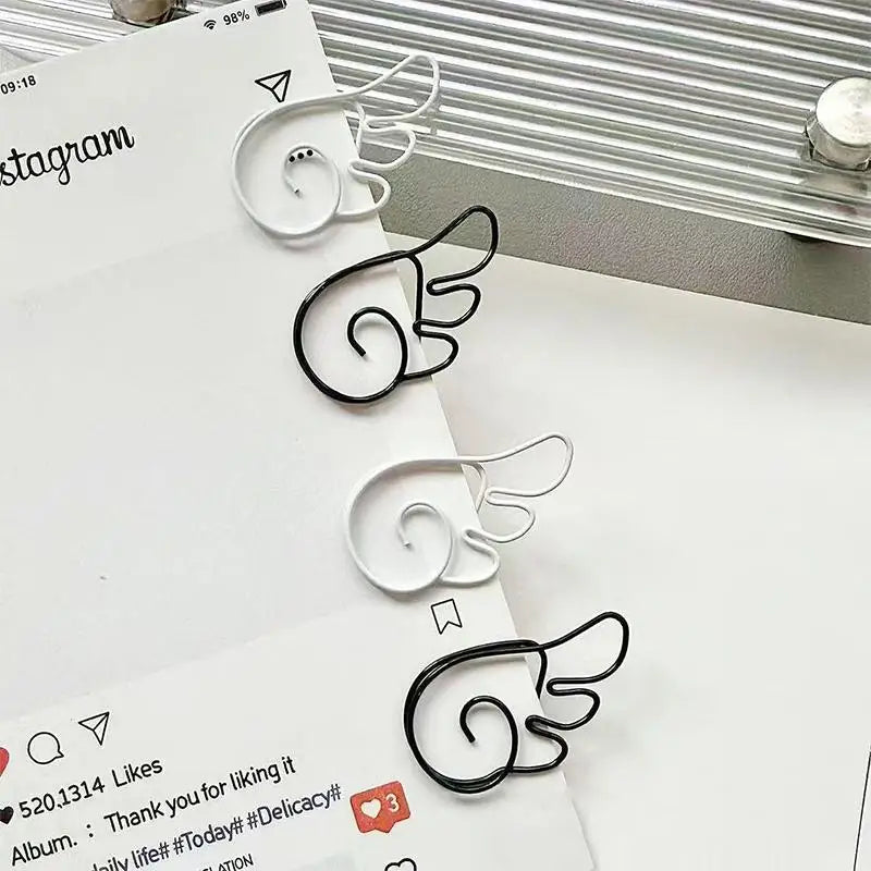 Angel Wing Shaped Decorative Paper Clips Durable Metal School Office Qme