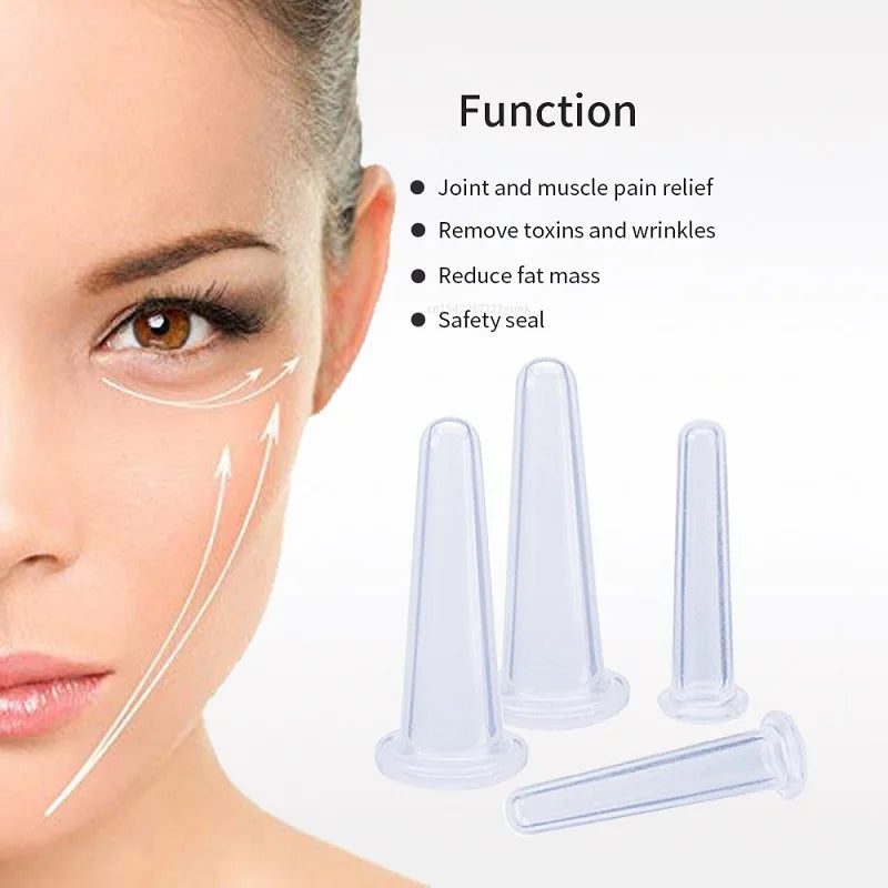 Silicone Vacuum Cupping Massage Jars Anti Cellulite Facial Suction Qme