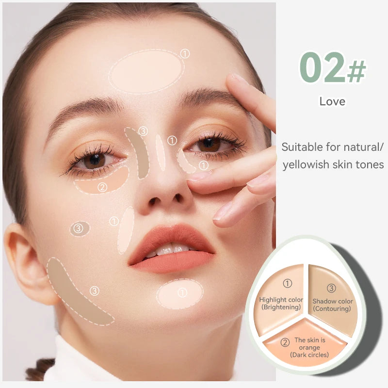 3D Contour Cream Concealer Palette Matte Finish Long-lasting Conceal Qme 02