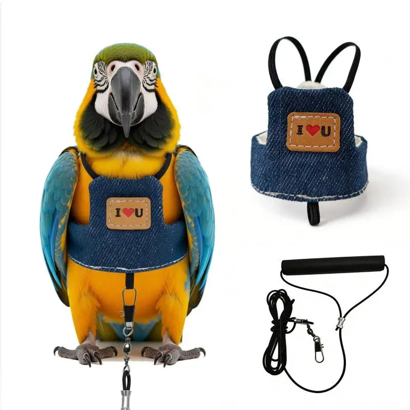 Small Medium Parakeet Outdoor Flying Training Rope Leash Cowboy Qme B S