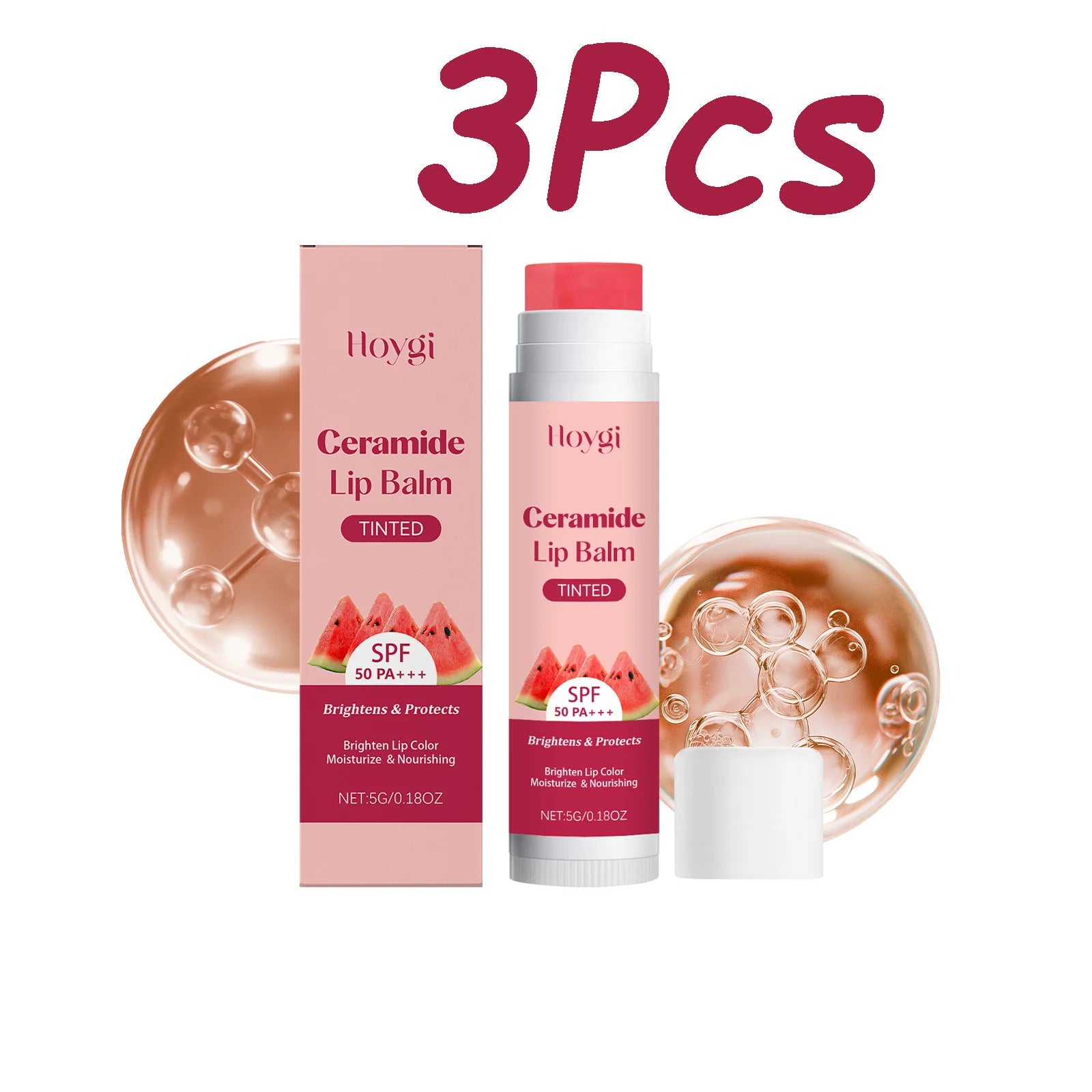 Ceramide Lip Balm Brightening Lips Lighten Lip Melanin Daily Moisturizing & Hydrating Repair Dry Chapped Lips Protection Qme 3 x 5g Boxed