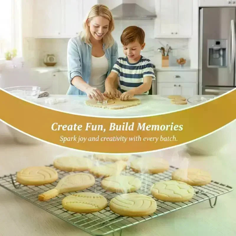 Sports Cookie Cutter Set: Football, Rugby, Basketball Shapes for Birthday Cake, Cupcake Decorations & Themed Baking Fun Qme