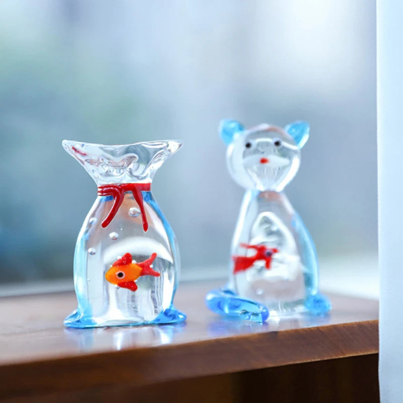 Home Office Decor Handcrafted Glass Pocket Fish Figurine Mini Qme