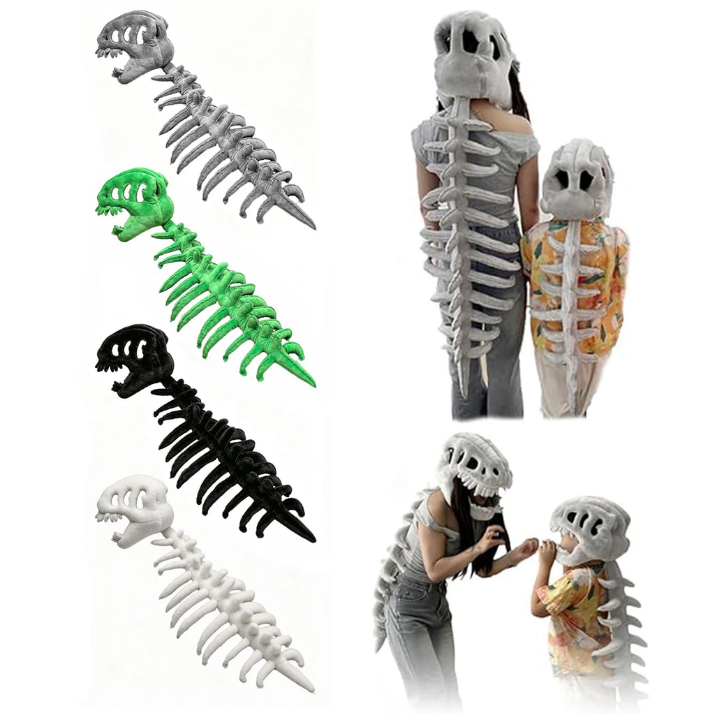 2026 New Soft Dinosaur Skeleton Costume Headpiece Children Adult Party Props Cosplay Wearable Cute Dinosaur Suit Christmas Gift Qme