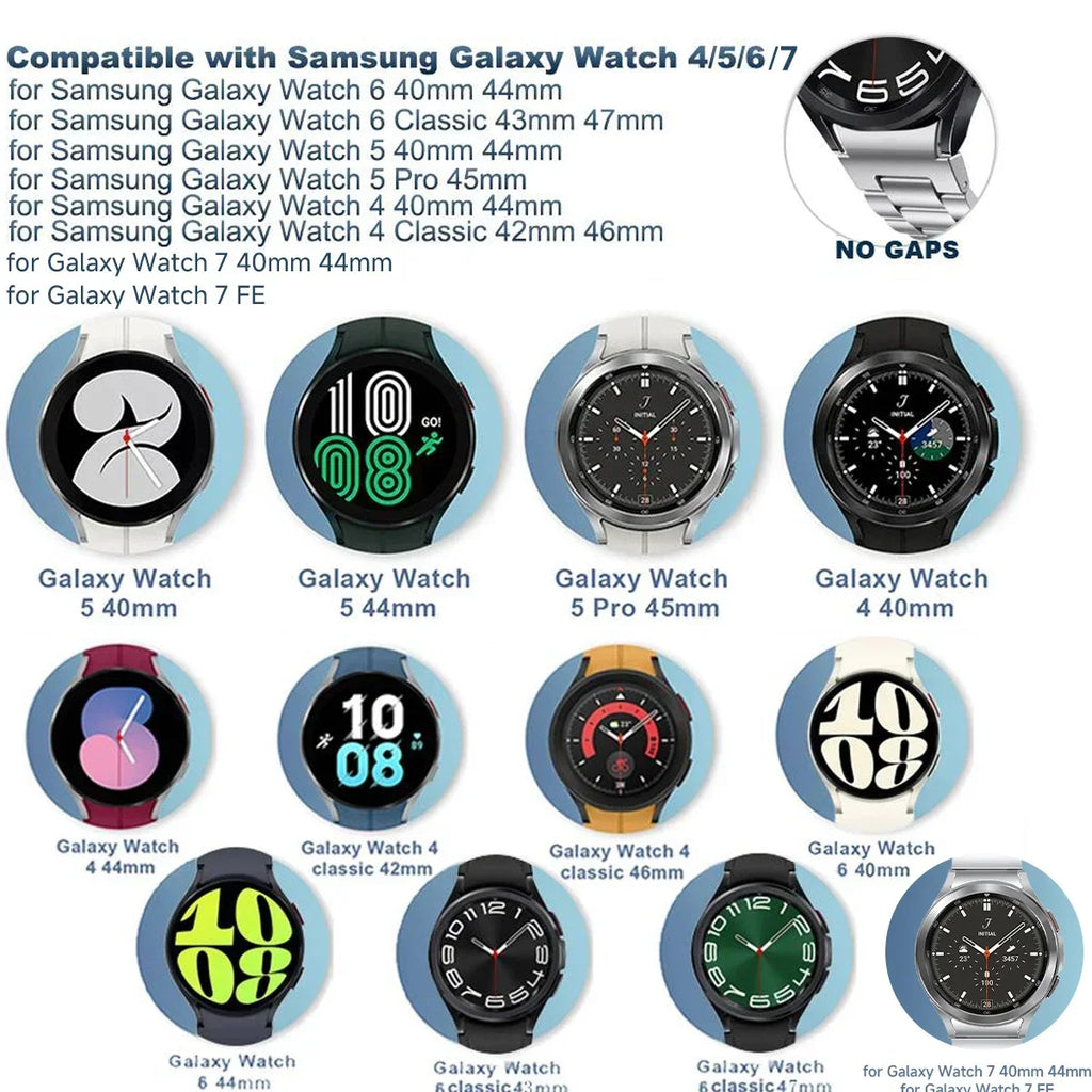 Silicone+Leather Strap For Samsung Galaxy Watch 7 6 4/5 Pro 40mm 44mm Band 6 4 Classic 47 43mm 46mm Replacement Correa Bracelet Qme