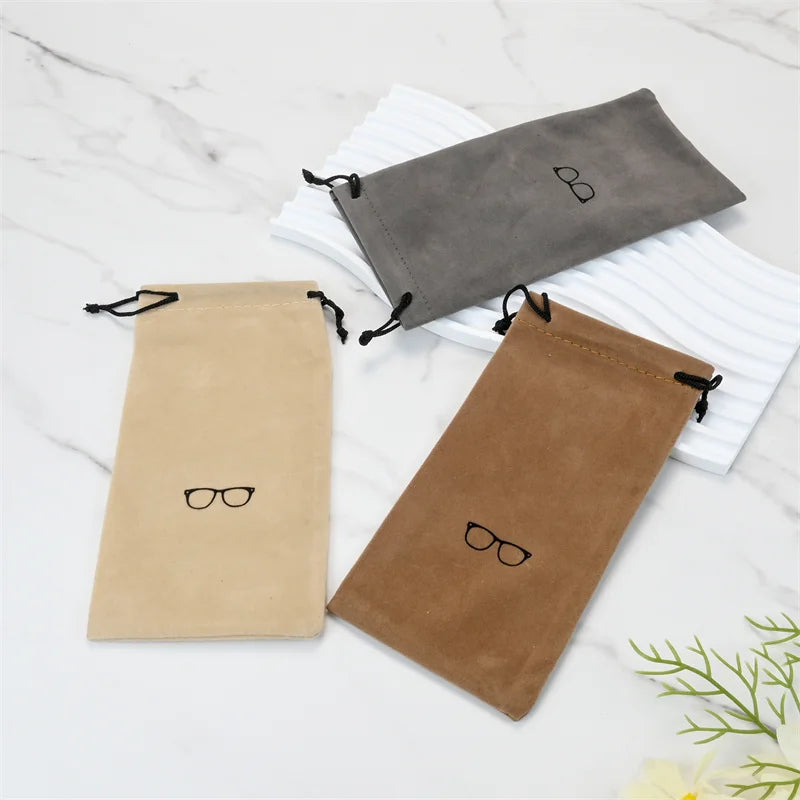Fashion Portable Glasses Case Eyewear Accessories Soft Eyeglasses Bag Sunglasses Bags Solid Color Drawstring Pouch Bags Qme