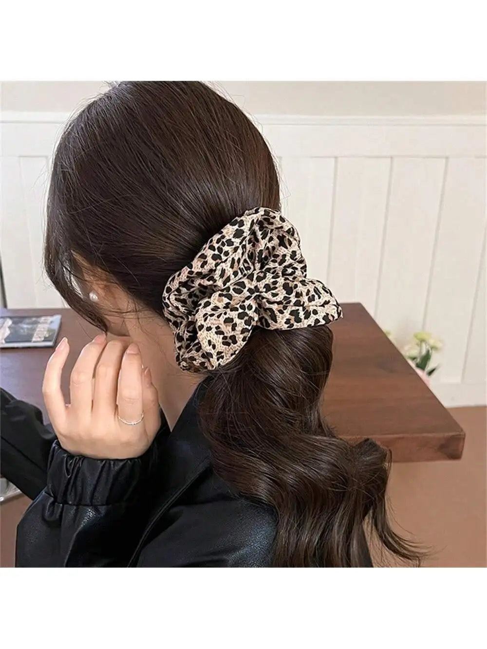 Leopard Print Hair Tie Headband Elastic Accessories Fashionable Dark Qme