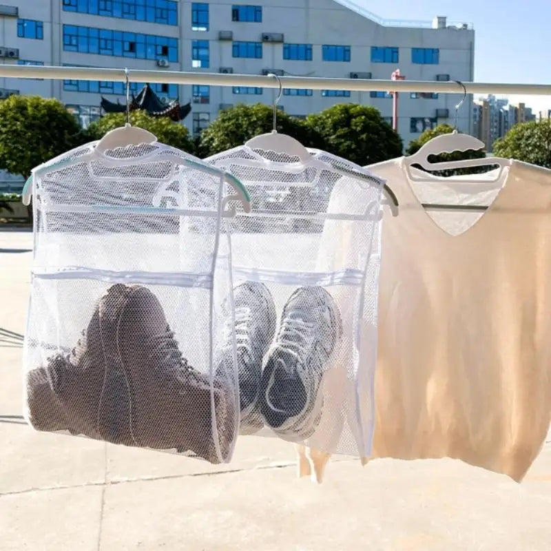 Fabric Thick Layer Laundry Bag Shoes Clothing Airing Drying Net Qme