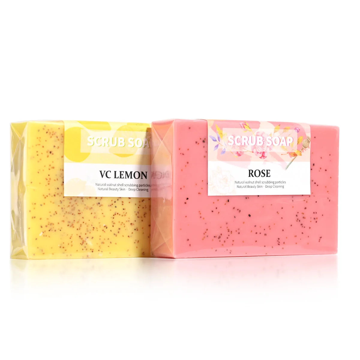 M+ Pure Natural Rose Essential Oil Handmade Walnut Particle Soap Qme