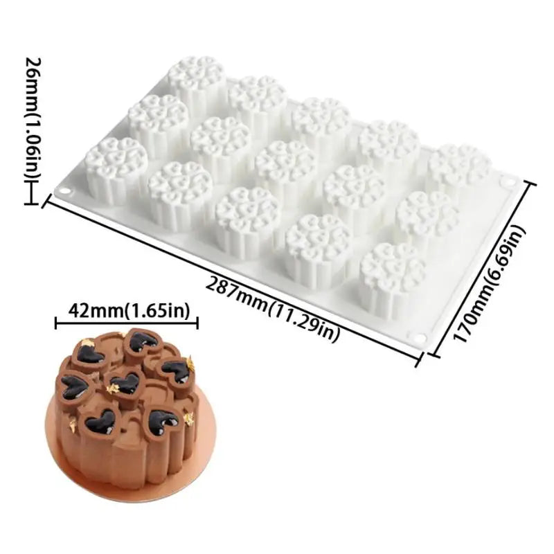 Splicing Heart-shaped Design Silicone Cake Mold Rose Chocolate Qme B