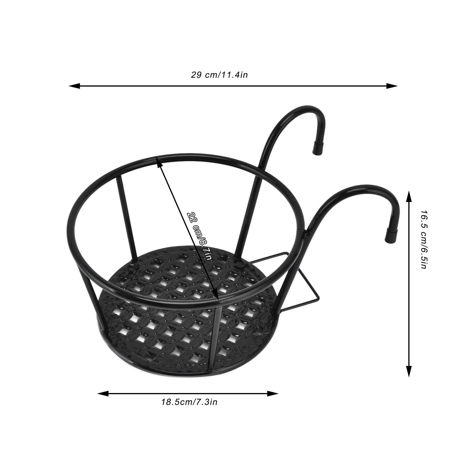 2Pcs Hanging Planter Basket Iron Wall Mounted Plant Holder Rack Flower Pot Stand for Balcony Garden Patio Indoor Outdoor Black Qme
