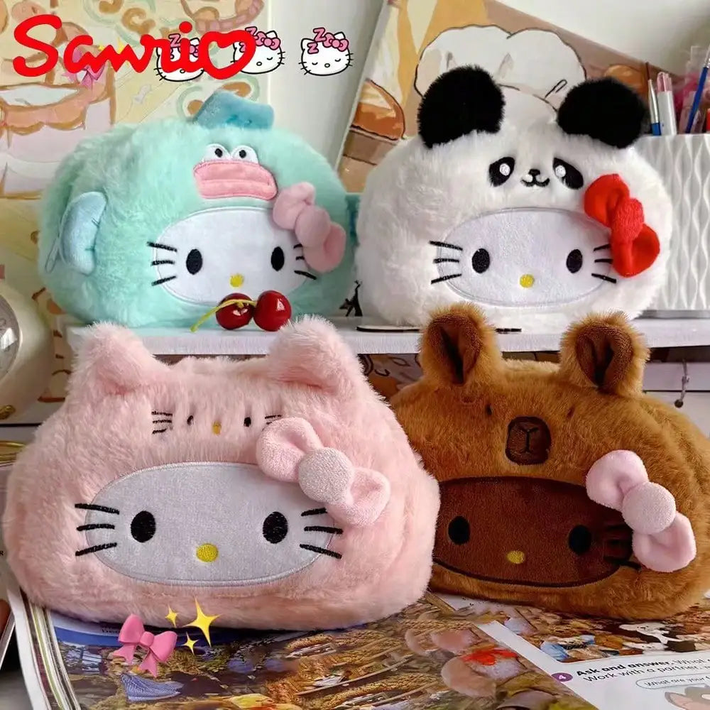 Sanrio KT Cat Plush Pencil Case High-value Cross Dressing Beaver Qme