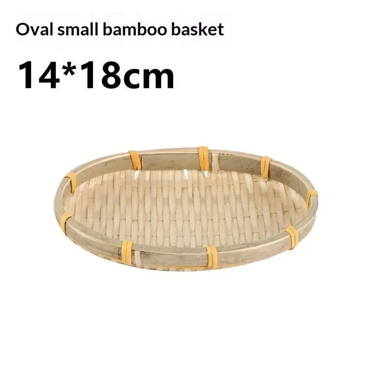 Handwoven Natural Bamboo Tray Sturdy Eco Friendly For Storage Serving Home Decor Qme A6