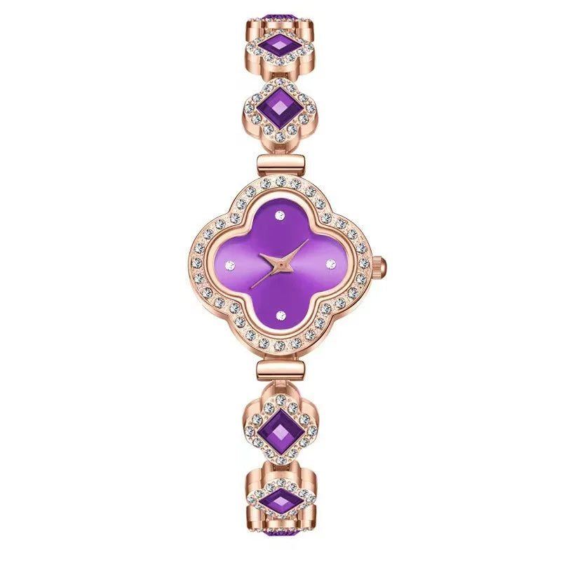 Versatile Fashion Clover Bracelet Quartz Watch Casual Women's Watch Women's Watch Qme PURPLE