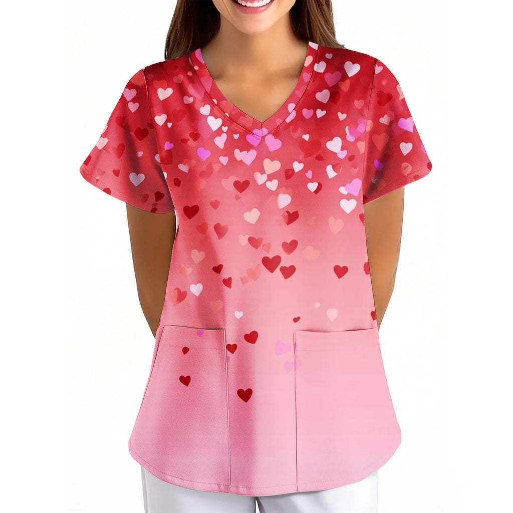 Summer Short Sleeve Medical Scrubs Clothes Pharmacy Beauty Salon Workwear Nurse Uniform Hospital Doctor Dental Surgery Work Top Qme