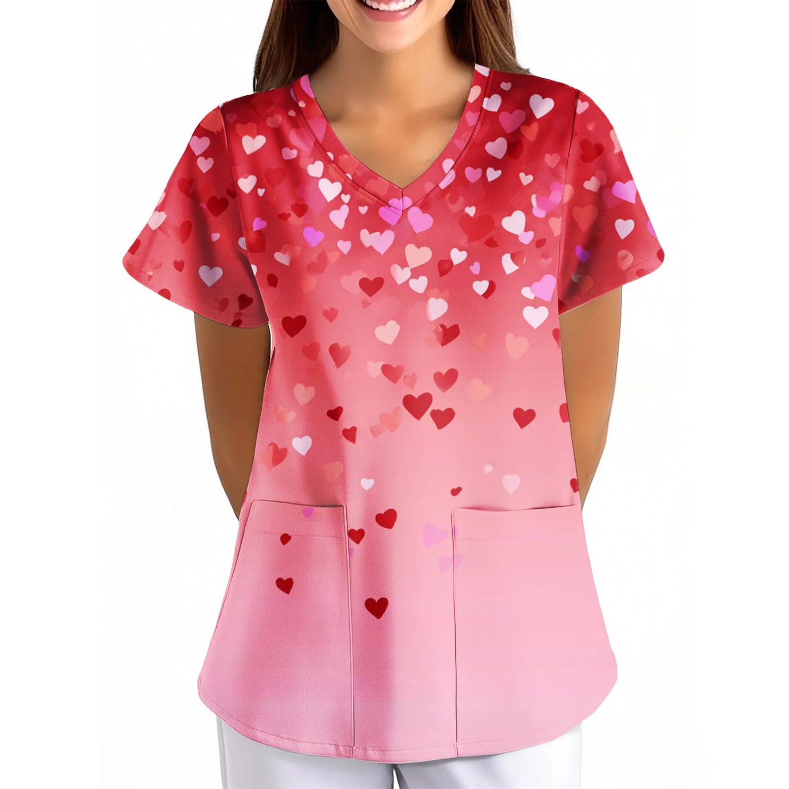 Summer Short Sleeve Medical Scrubs Clothes Pharmacy Beauty Salon Workwear Nurse Uniform Hospital Doctor Dental Surgery Work Top Qme
