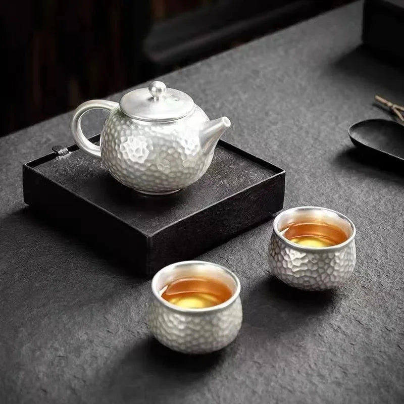 Silver-plated Tea Brewing Teapot Light Luxury Teacup Ceramic Qme