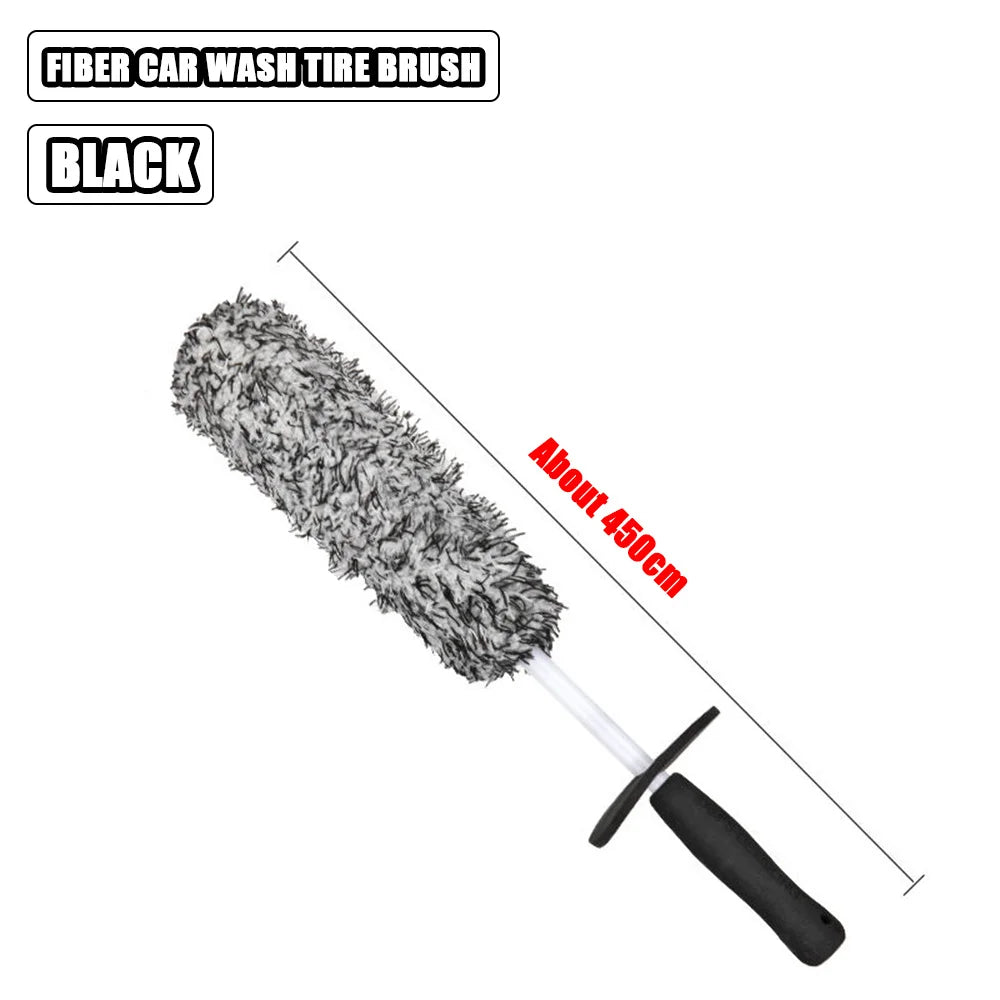 Car Wash Super Brush Microfiber Premium Wheels Brush Non-Slip soft Handle Easy To Cleaning car wheel Spokes Car Accessories Qme Black brush