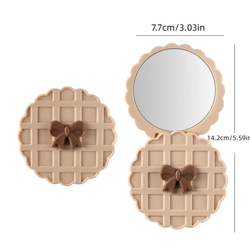 Compact Waffle-texture Double-sided Makeup Mirror Portable Pocket Qme