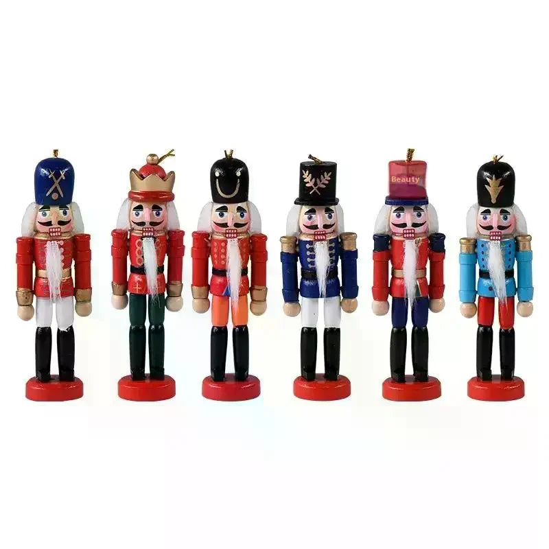 1/3/6Pcs Desktop Decor 12cm Miniatures Nutcracker Puppet Ornaments Cartoon Walnuts Soldiers Band Doll Pendant Christmas Gift Qme