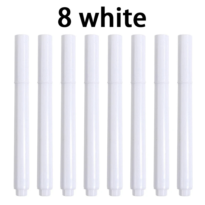 3-25Pcs/Set White/Colors Liquid Chalk Erasable Pen Marker For Glass Windows Electronic Blackboard Chalkboard Whiteboard Marker Qme 8 white