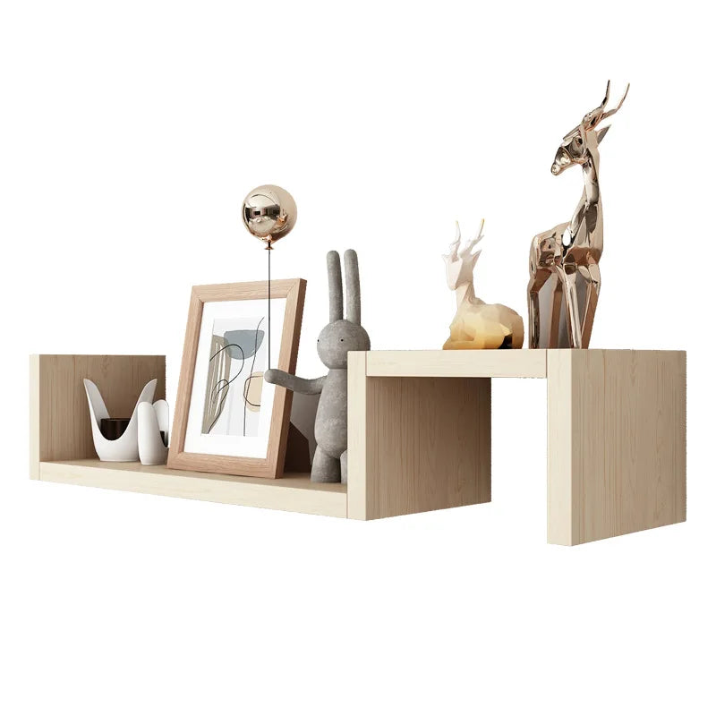 Wall Shelves Living Room Bathroom Mounted Bedroom Kitchen Qme natural wood color
