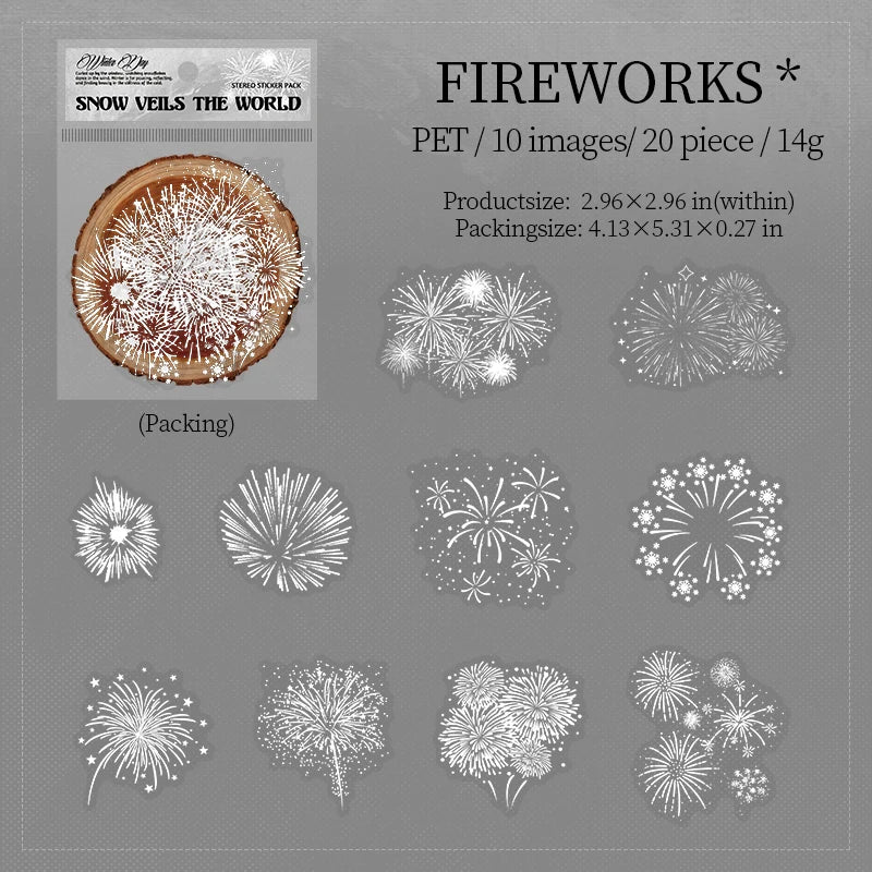 20 Sheets/Bag 3D Foam Winter Snowflake Christmas Sticker Set for DIY Scrapbook Guitar Phone Case Notebook Decoration Craft Qme 3