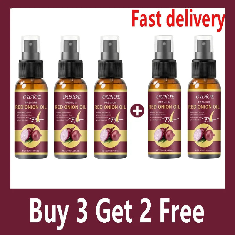Red Onion Hair Growth Essential Oil Care Spray Prevent Hair Loss Nourish Roots Improve Hair Texture Care Products Qme 5 pcs