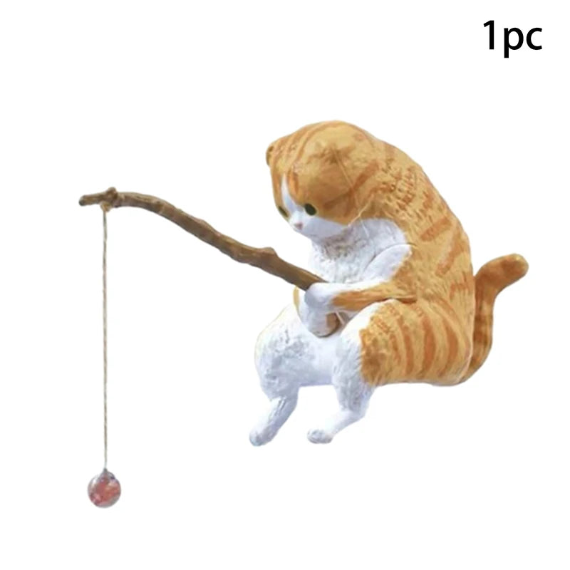 Fish Tank Fishing Cat Hanging Creative Landscape Office Ornaments Fishing Fun Mini Decorative Micro-Landscape Qme A1