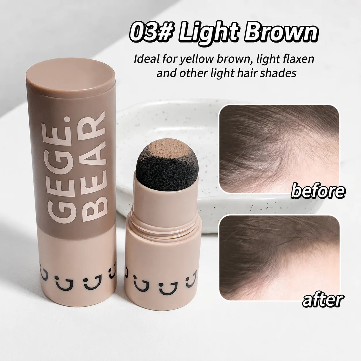 Hairline Shadow Powder Stick Waterproof Root Touch Up Concealer for Gray Roots Thinning Hair Natural Hairline Filler 3 Colors Qme GX1077-3