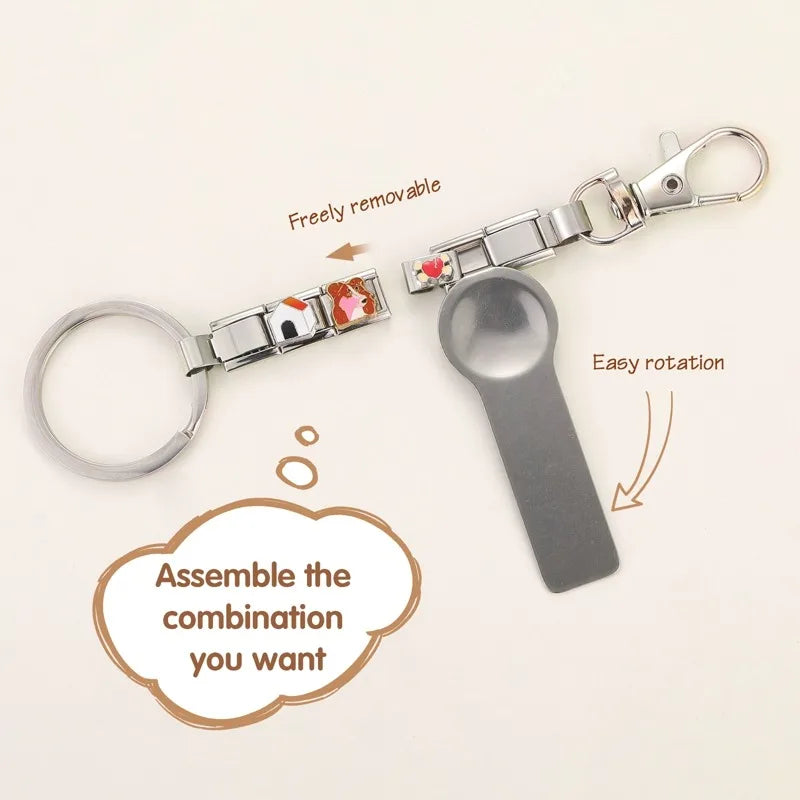 Personalized DIY Making Italian Link Charm Bead Key Chain Creative Decoration Removable Accessories Creative Gifts Silver Color Qme