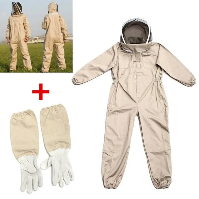 1Set Professional Ventilated Full Body Beekeeping Bee Keeping Suit With Gloves Qme