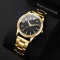 Moda masculina relógios de negócios mostrador simples relógio de quartzo masculino reloj hombre (sem caixa) Qme Gold
