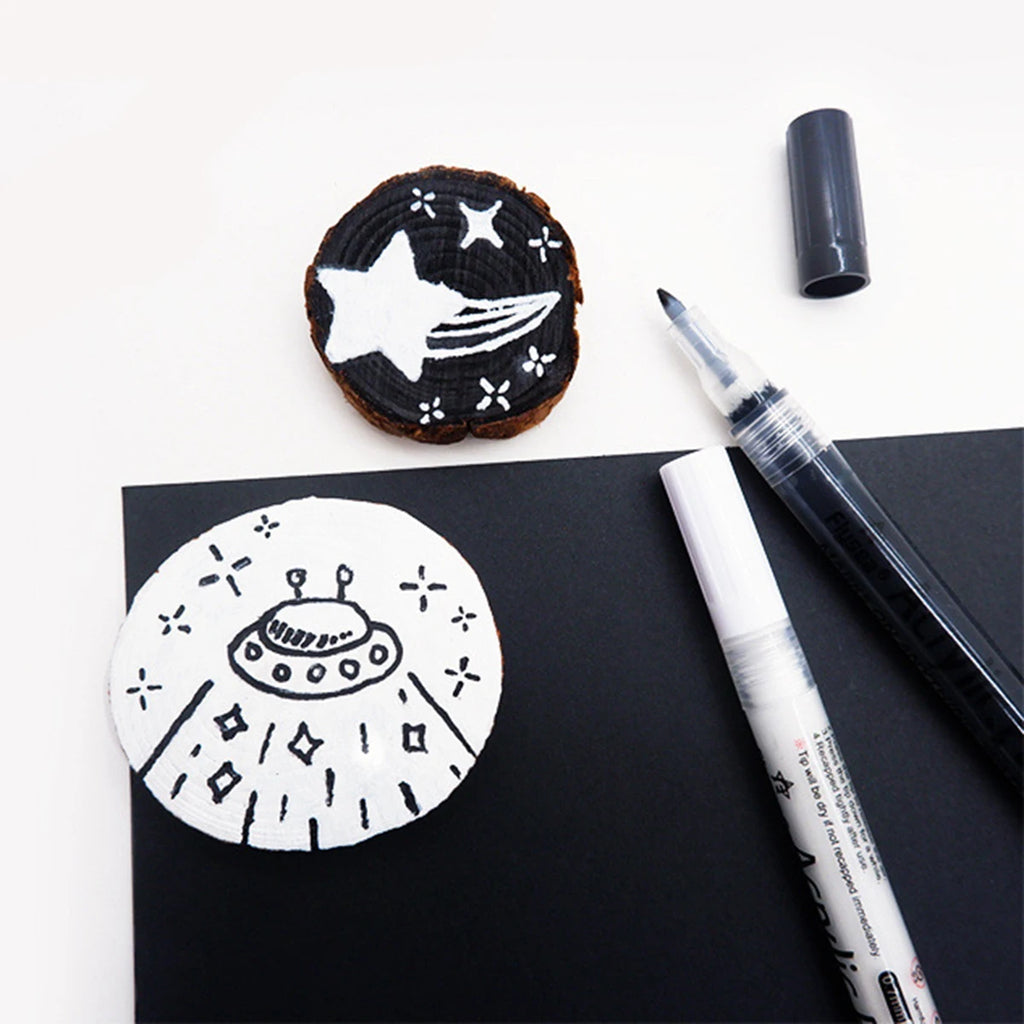 6/10 Pcs/set Black White Acrylic Paint Pen Waterproof Permanent Marker for Rock Stone Ceramic Glass Fabric Canvas DIY Craft Qme