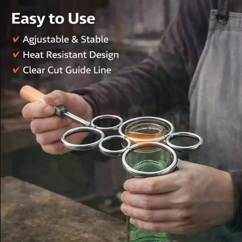 Iron Ring Scalding Bottle Cutter Vases Bottle Remake Tool Round 7 Ring Design Hand And Anti-Scald And Anti Rust With Wooden Hand Qme