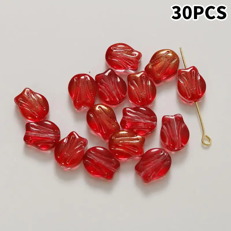 DIY Lampwork Beads 30Pcs Multicolor Glass Flower Beads for Jewelry Making Handmade Accessories Supplies Qme A11