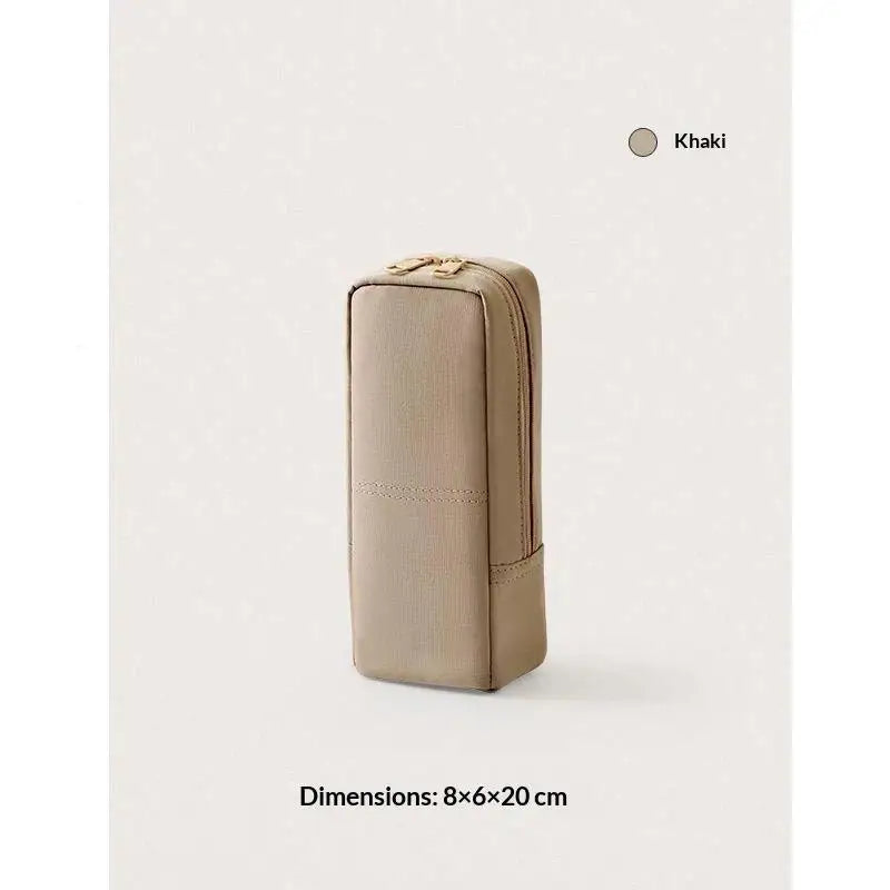 Double Zipper Cosmetic Bag Waterproof Makeup Brushes Case Women Storage Bags Portable Travel Brush Holder Makeup Case 1PC Qme Khaki