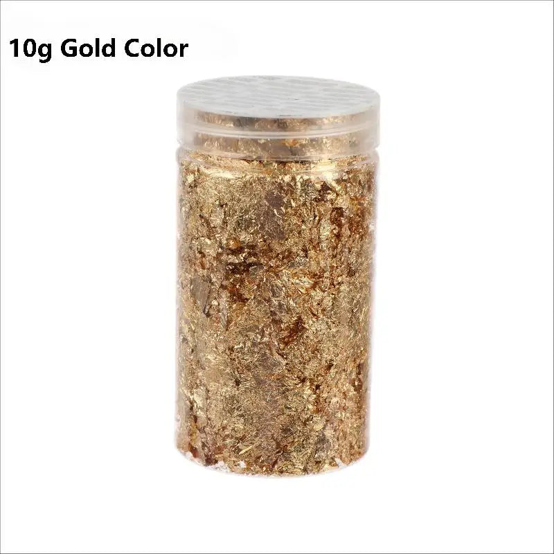 2 5 Metallic Foil Flakes Gold Colorful Alloy Arts Nails Painting DIY Qme 10g Gold Color