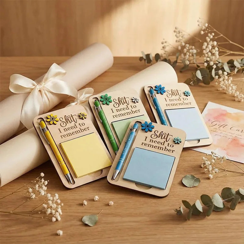 Creative Wooden Sticky Note Clip Holiday Tags Durable Desk Organizer Qme