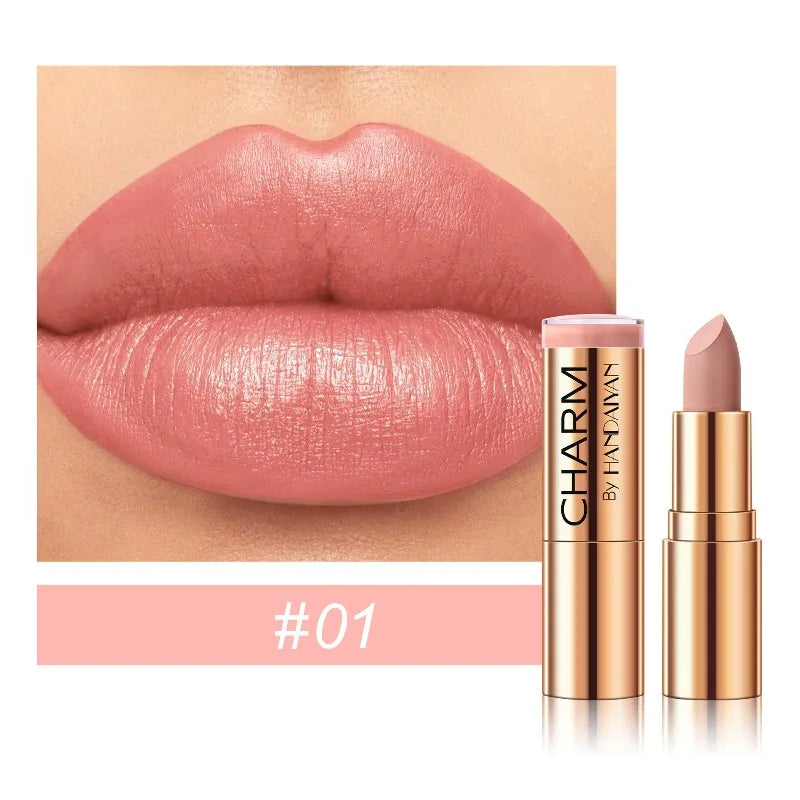 Long Lasting Hydrating Lipstick - All Day Moisturizing Waterproof Lip Color, Rich Pigment for Daily Natural Makeup Cosmetics Qme 01