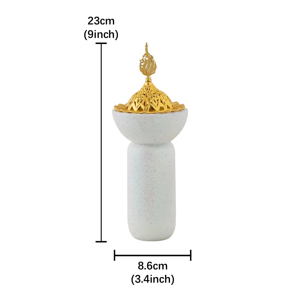 Middle Eastern Resin Incense Holder Glitter-handled Tower Burner Qme WHITE
