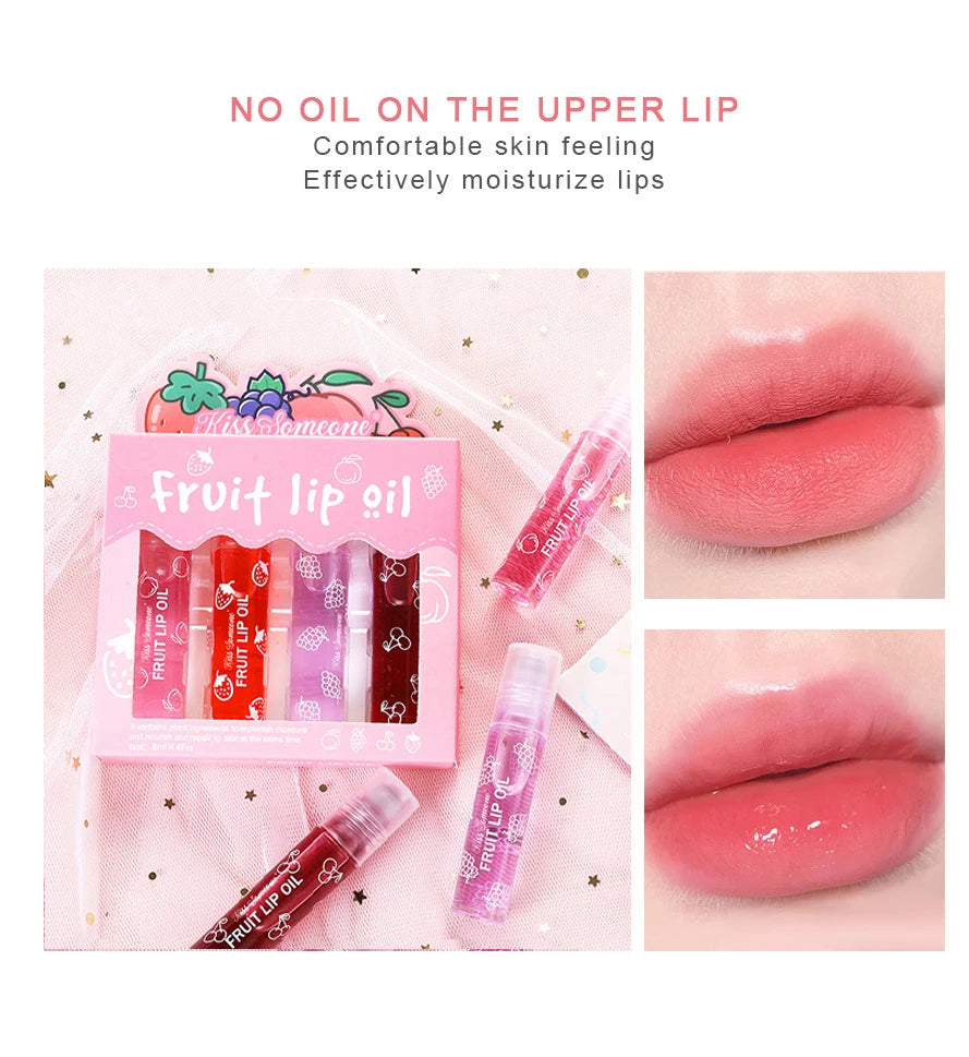 4pcs/1set of fruit ball lip oil,a kind of moisturizing lip balm liquid,to prevent the lips from drying up.It is for useHalloween Qme