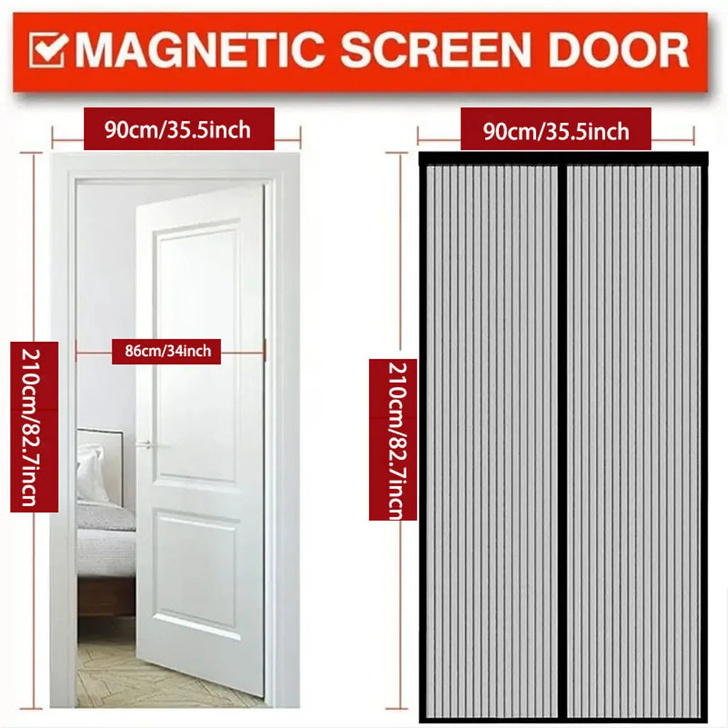 2-Piece Magnetic Screen Door Self-Closing Mesh Curtain, Anti-Mosquito Breathable Net for Home Bedroom Kitchen Balcony Door Qme